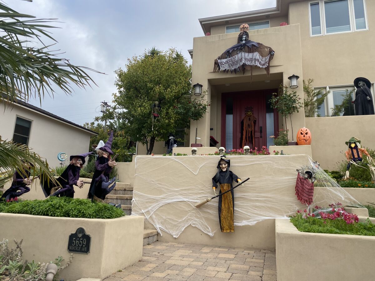 Witches on Waverly Avenue help La Jollans celebrate Halloween.