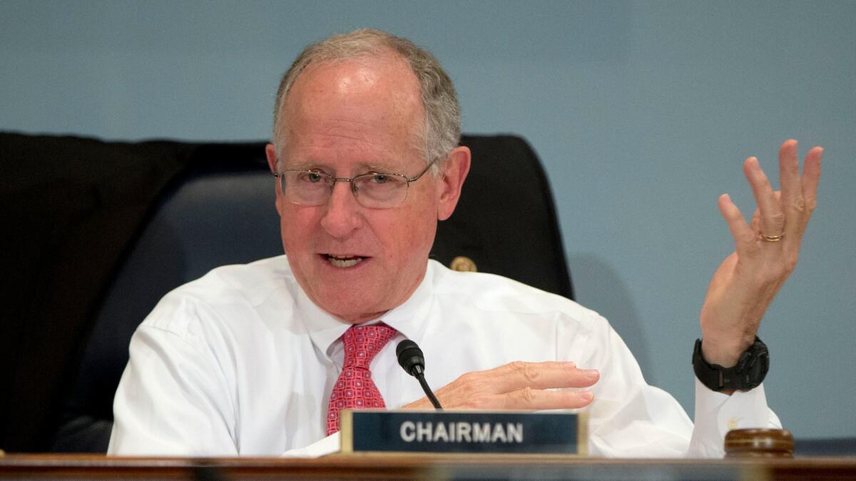 FILE - In this Oct. 7, 2015 file photo, Rep. Mike Conaway, R-Texas, speaks on Capitol Hill in Washington. Conaway is criticizing women who carried explicit signs at the Womenâs March in Washington last month. (AP Photo/Carolyn Kaster, File)