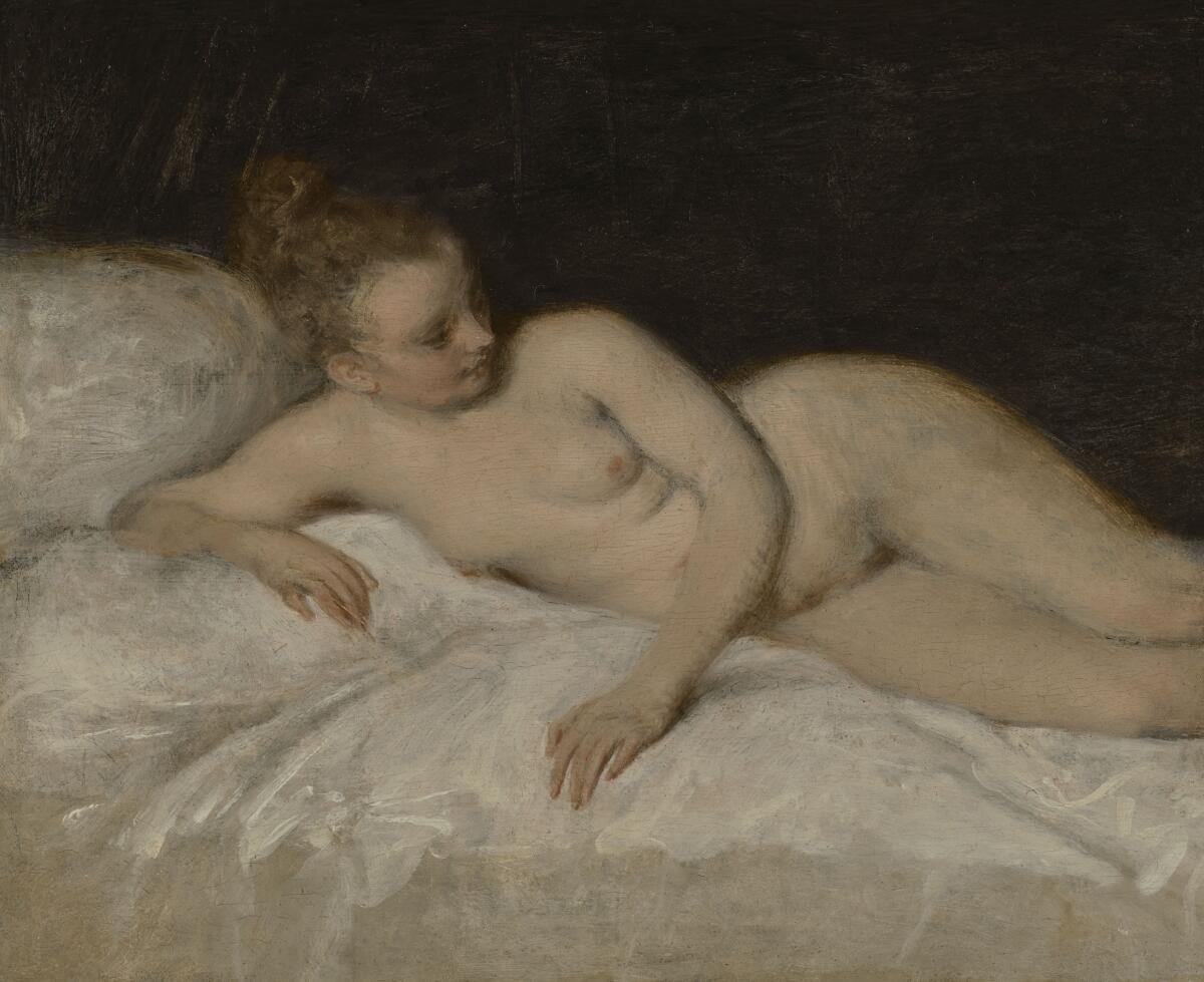 Jean-Antoine Watteau, "Reclining Nude," 1713-17; oil on panel