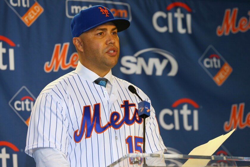 Carlos Beltrán on Nov. 4 at Citi Field during his introduction as manager of the New York Mets. 