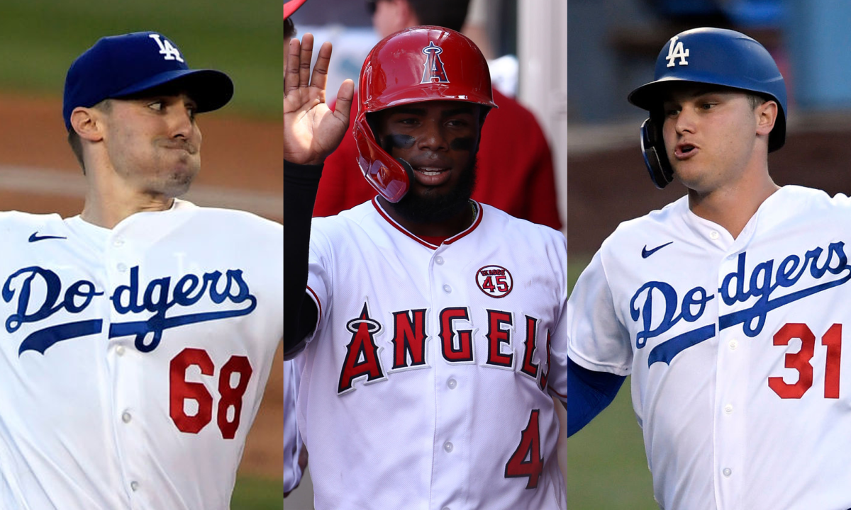 Ross Stripling, Luis Rengifo and Joc Pederson.