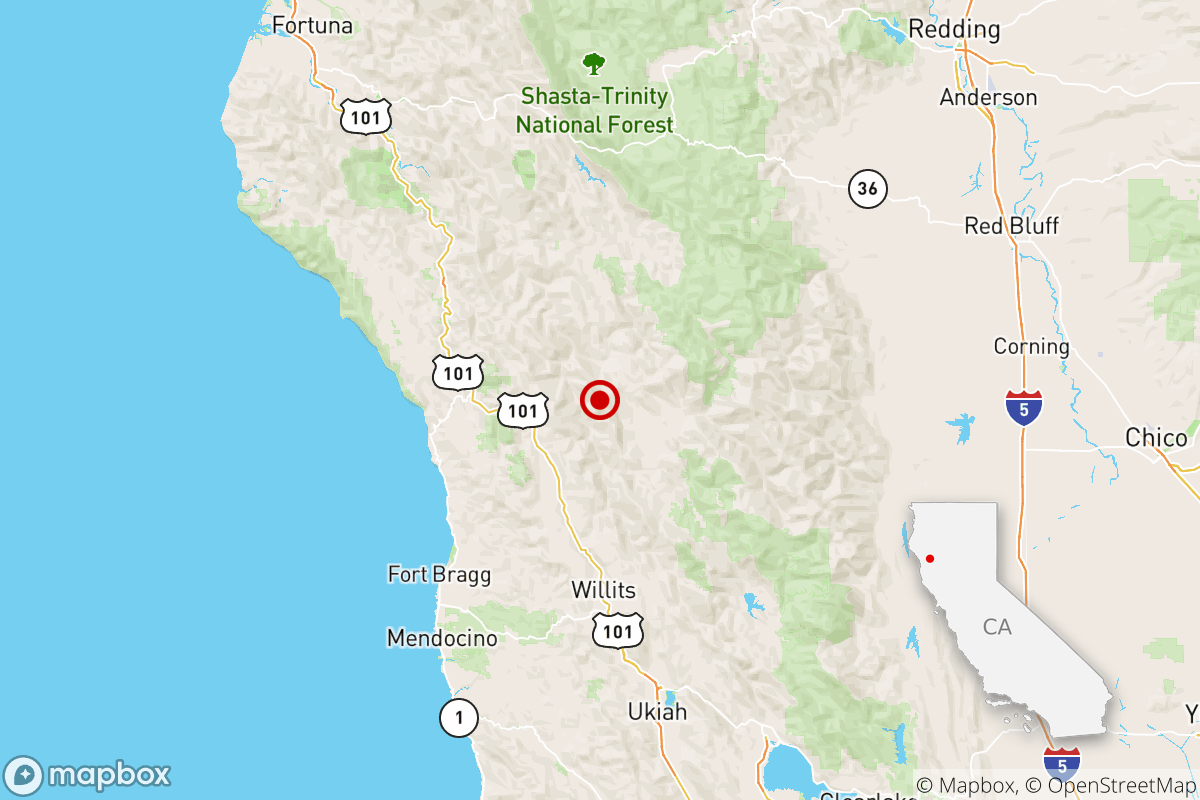 Magnitude 3.4 earthquakes were reported Monday morning near Ukiah, Calif.