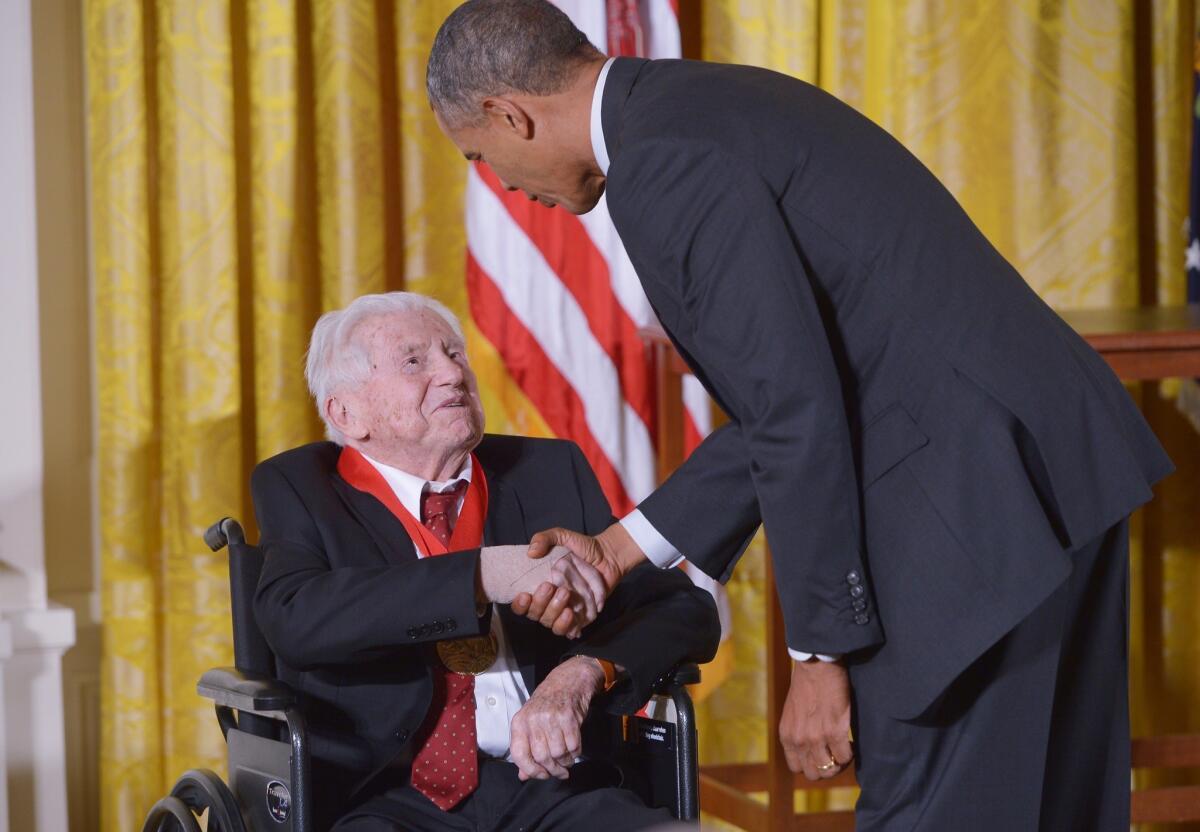 President Obama presented the National Humanities Medal to literary critic M.H. Abrams on Monday.