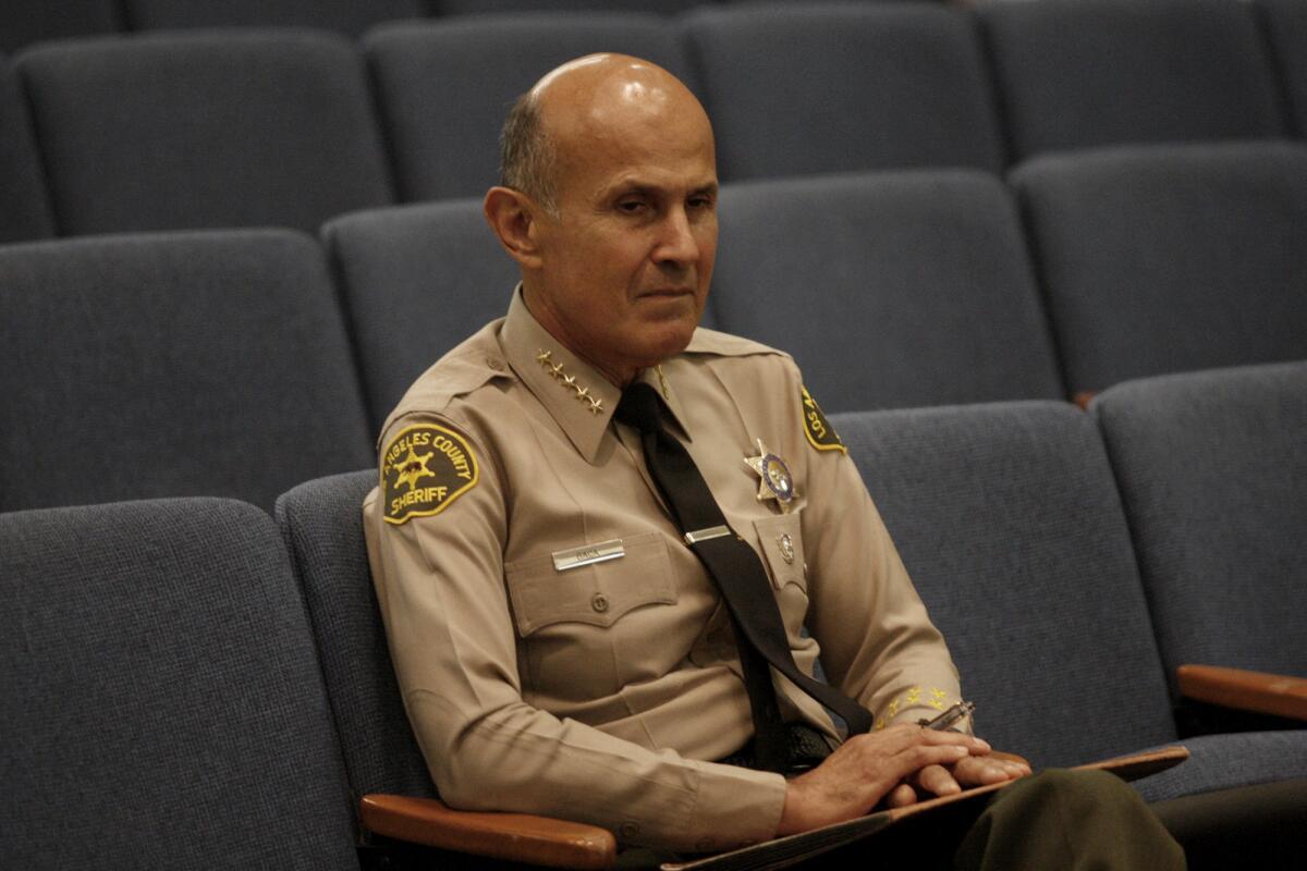 L.A. County Sheriff Lee Baca at a Board of Supervisors meeting earlier this year.