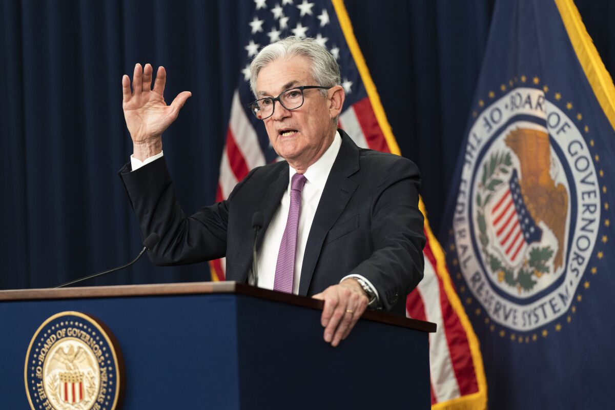 Federal Reserve Chairman Jerome Powell speaks during a news conference at the Federal Reserve Board building in Washington, Wednesday, July 27, 2022. (AP Photo/Manuel Balce Ceneta)