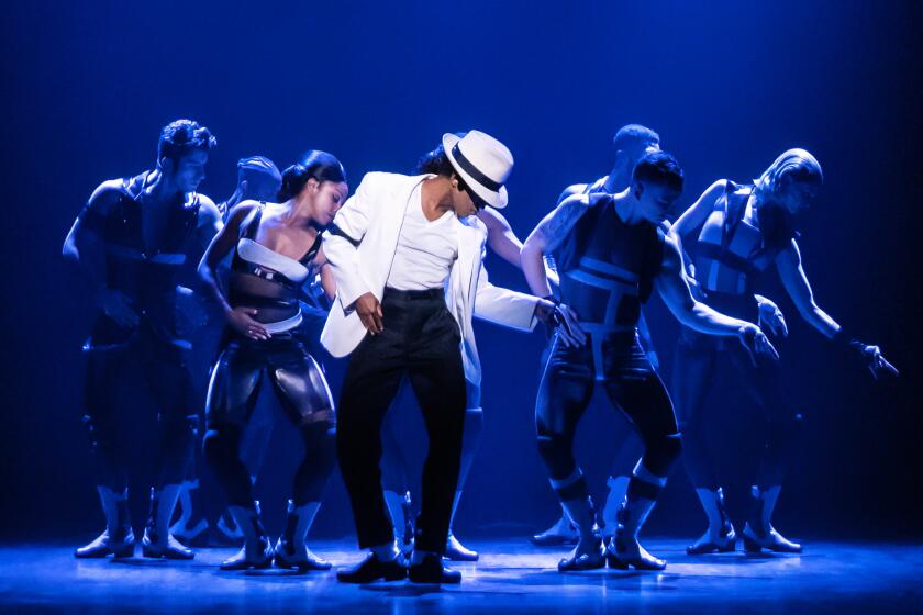 Roman Banks as Michael Jackson, center in "MJ the Musical."