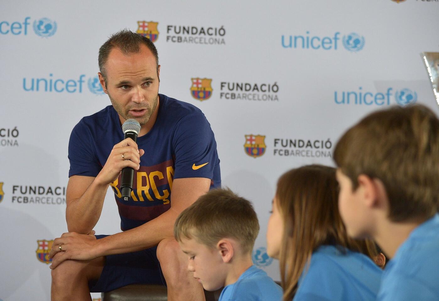 UNICEF And FC Barcelona Host An Event Where Children Talk About Empowering Lives Through Sport With FCB Players
