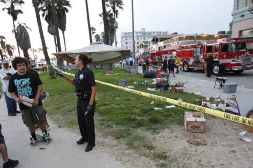 Scene at Venice boardwalk after car hit 12 people.