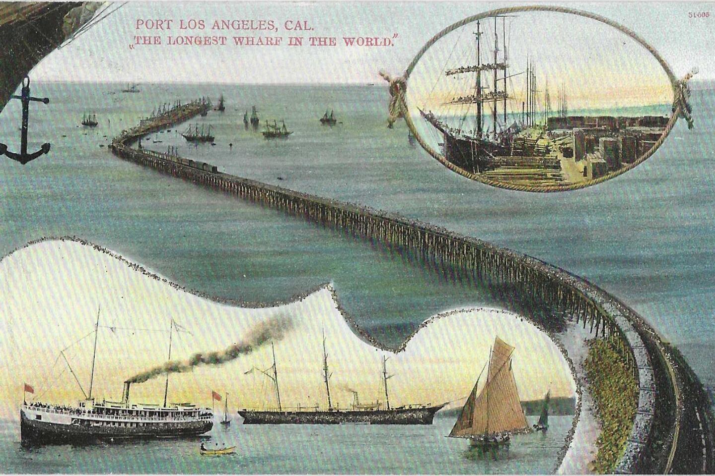 Ships anchor off the Long Wharf