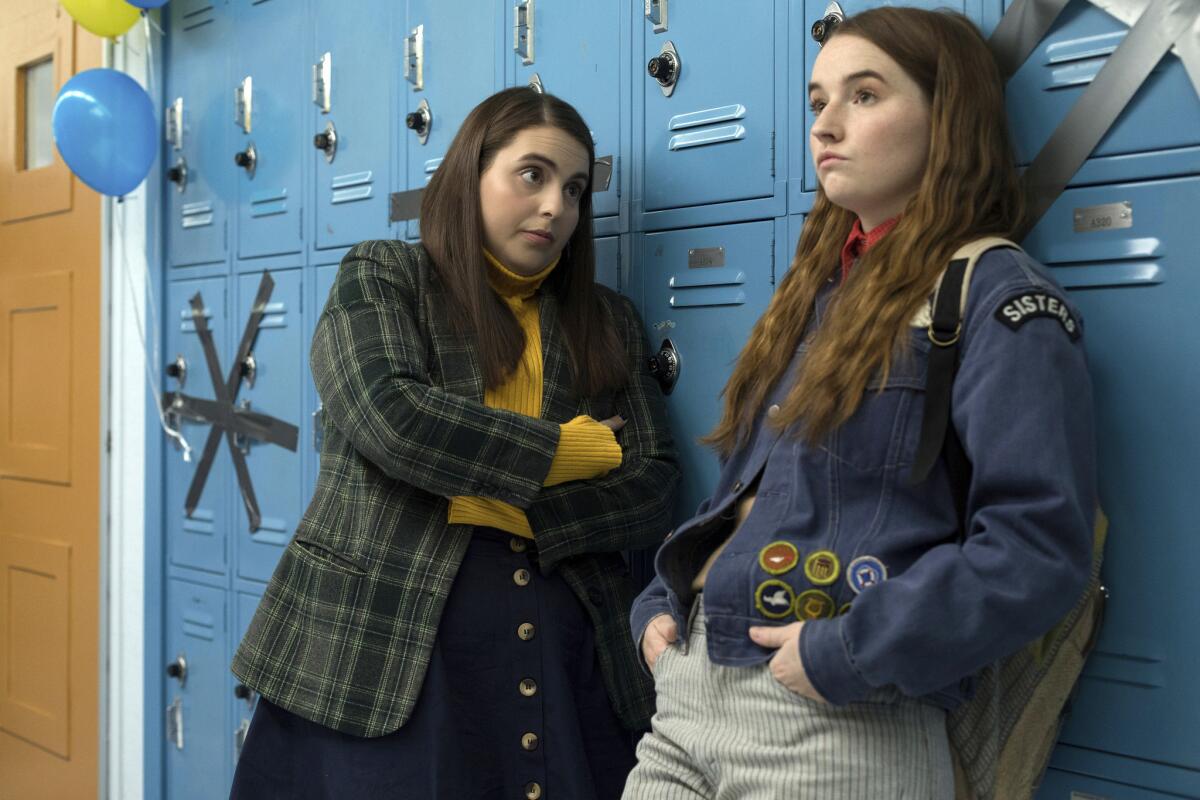 Beanie Feldstein, left, and Kaitlyn Dever in a scene from the film "Booksmart," directed by Olivia Wilde.
