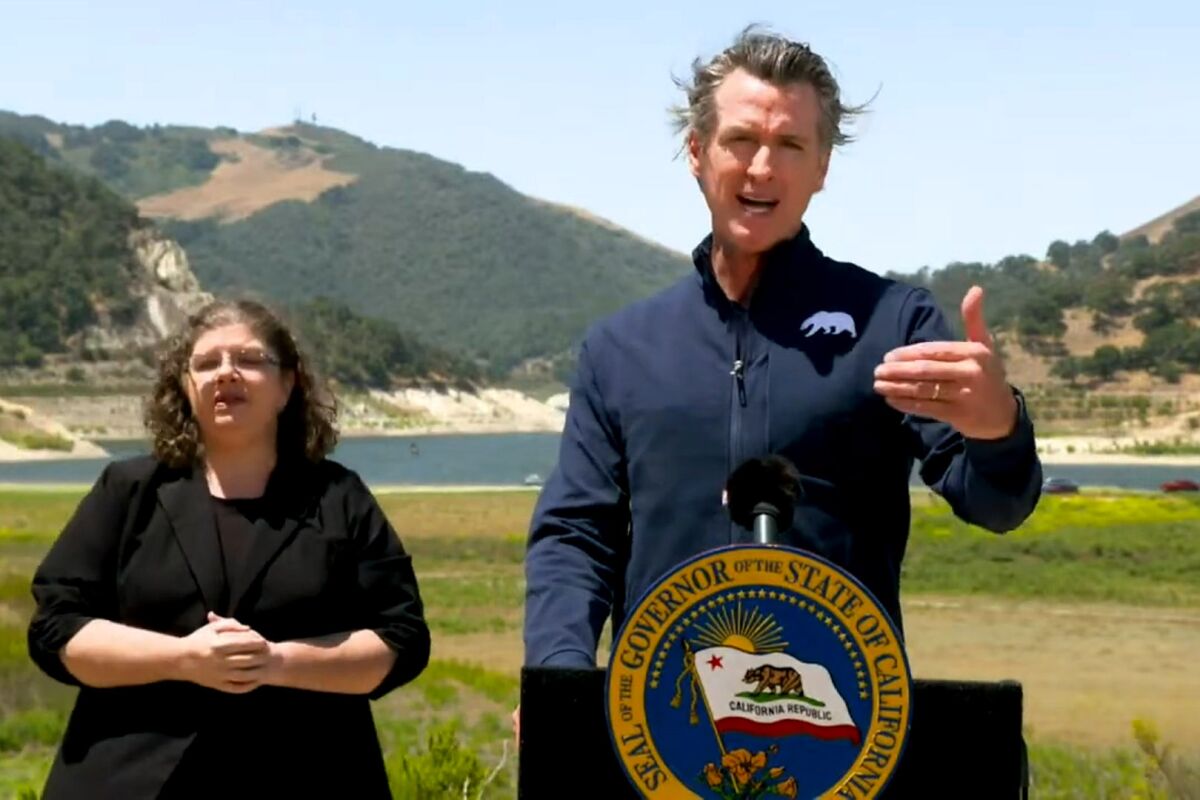 Gov. Gavin Newsom speaks about the drought.