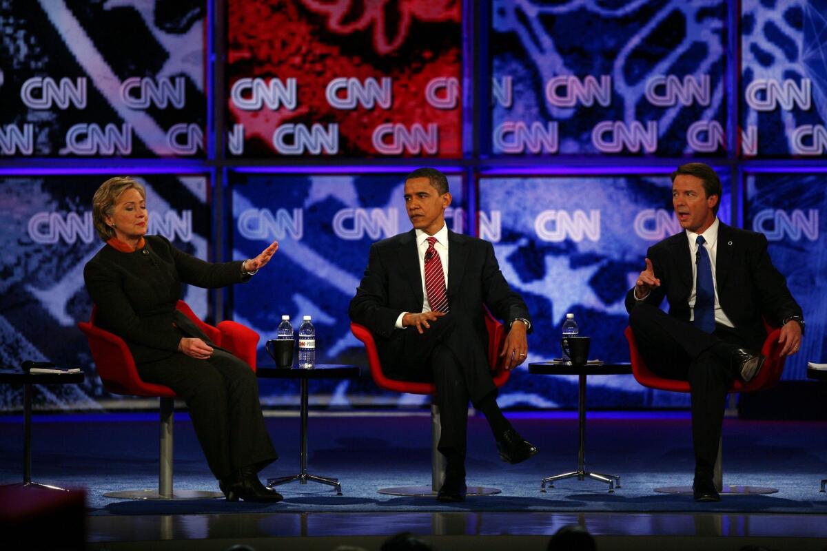 Democratic presidential hopefuls debate in 2008.