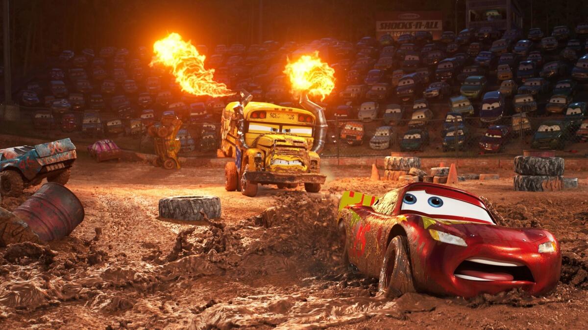 Lightning McQueen, voiced by Owen Wilson, in a scene from "Cars 3."