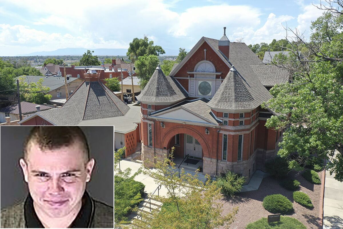 Richard Holzer, inset, is accused of plotting to bomb Temple Emanuel in Pueblo, Colo.