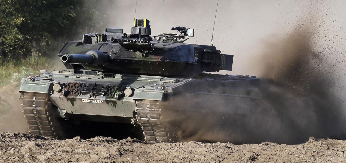 A Leopard 2 tank during a demonstration event