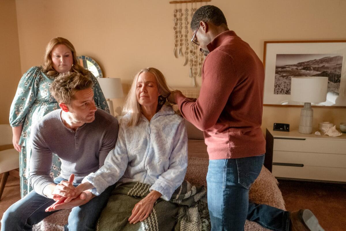 Chrissy Metz (left), Justin Hartley, Mandy Moore and Sterling K. Brown star in the NBC drama "This is Us." 