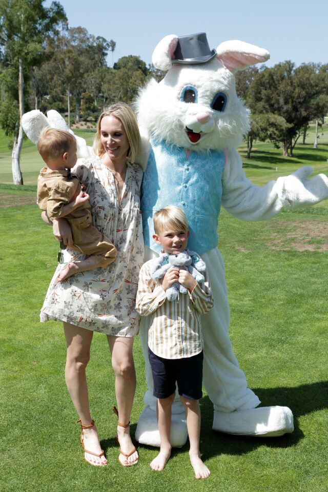 Olson, Aimee, and Lincoln Bitterlin visit with the Easter Bunny