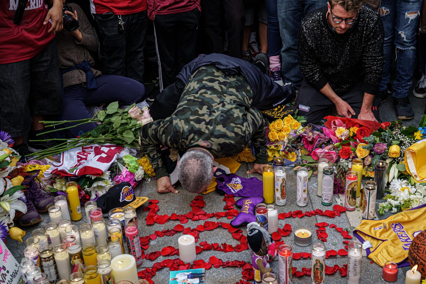 Memorial to Kobe Bryant outside Staples Center