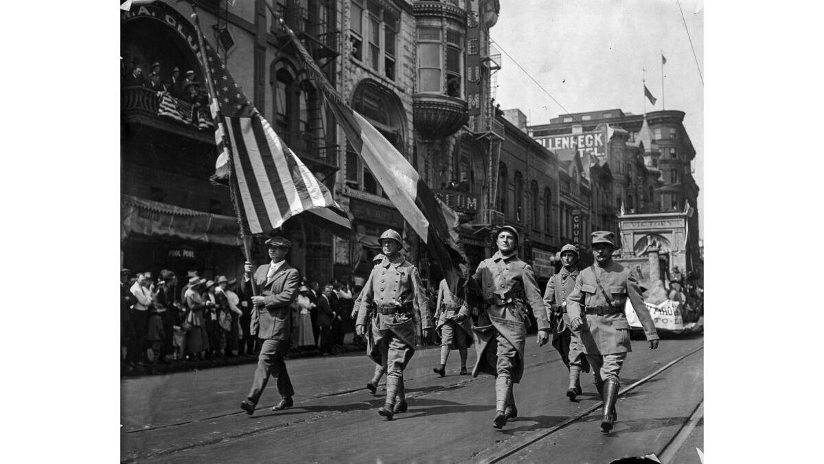 Nov. 11, 1922: Armistice Day parade in Los Angeles.