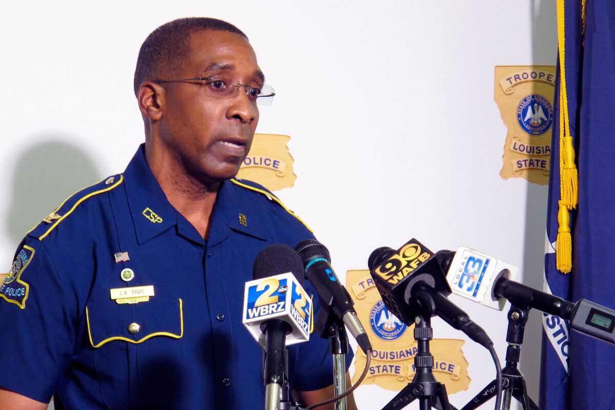 FILE - Col. Lamar Davis, superintendent of the Louisiana State Police, speaks about the agency's release of video involving the death of Ronald Greene, at a press conference on May 21, 2021, in Baton Rouge, La. The Louisiana State Police have hired an outside consultant to conduct a top-to-bottom review of the scandal-plagued agency, a potentially years-long process intended to help restore public trust following a string of high-profile beatings of Black motorists. (AP Photo/Melinda Deslatte, FIle)