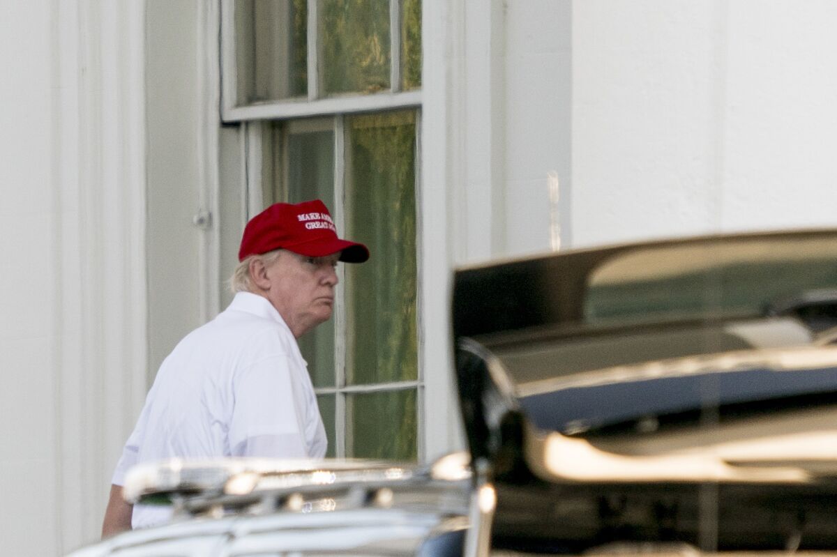 President Trump arrives at the White House after golfing in Sterling, Va., on Oct. 22, 2017.