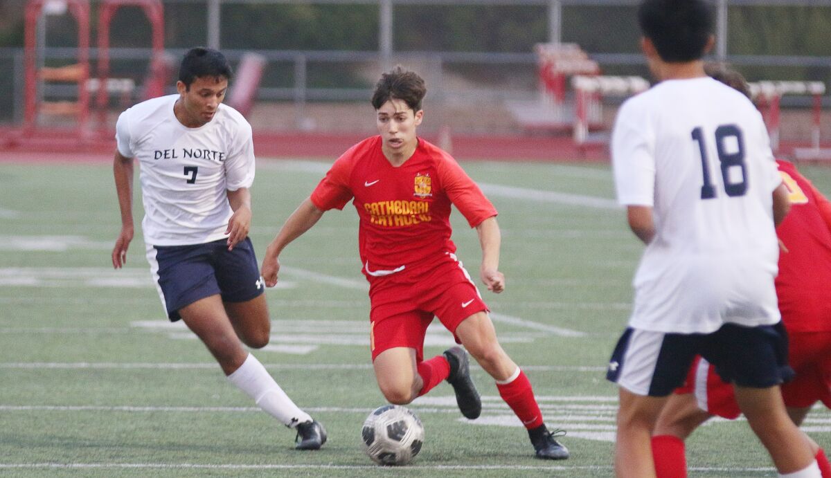 Senior Kevin Kappes scored a pair of goals in Cathedral Catholic's CIF Open Division semi-final Tuesday.