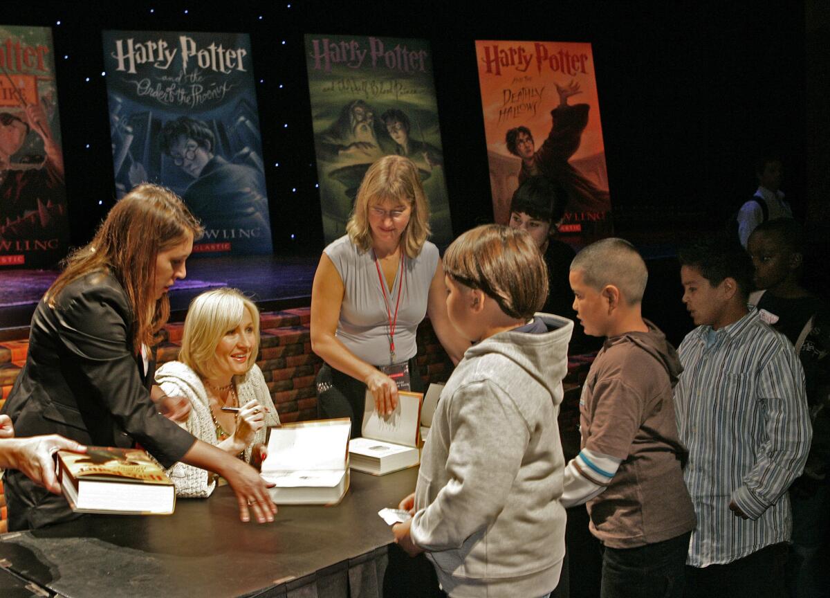 J.K. Rowling's Harry Potter series is the subject of a new bibliography. She signed books for 1,600 L.A. schoolchildren in 2007.