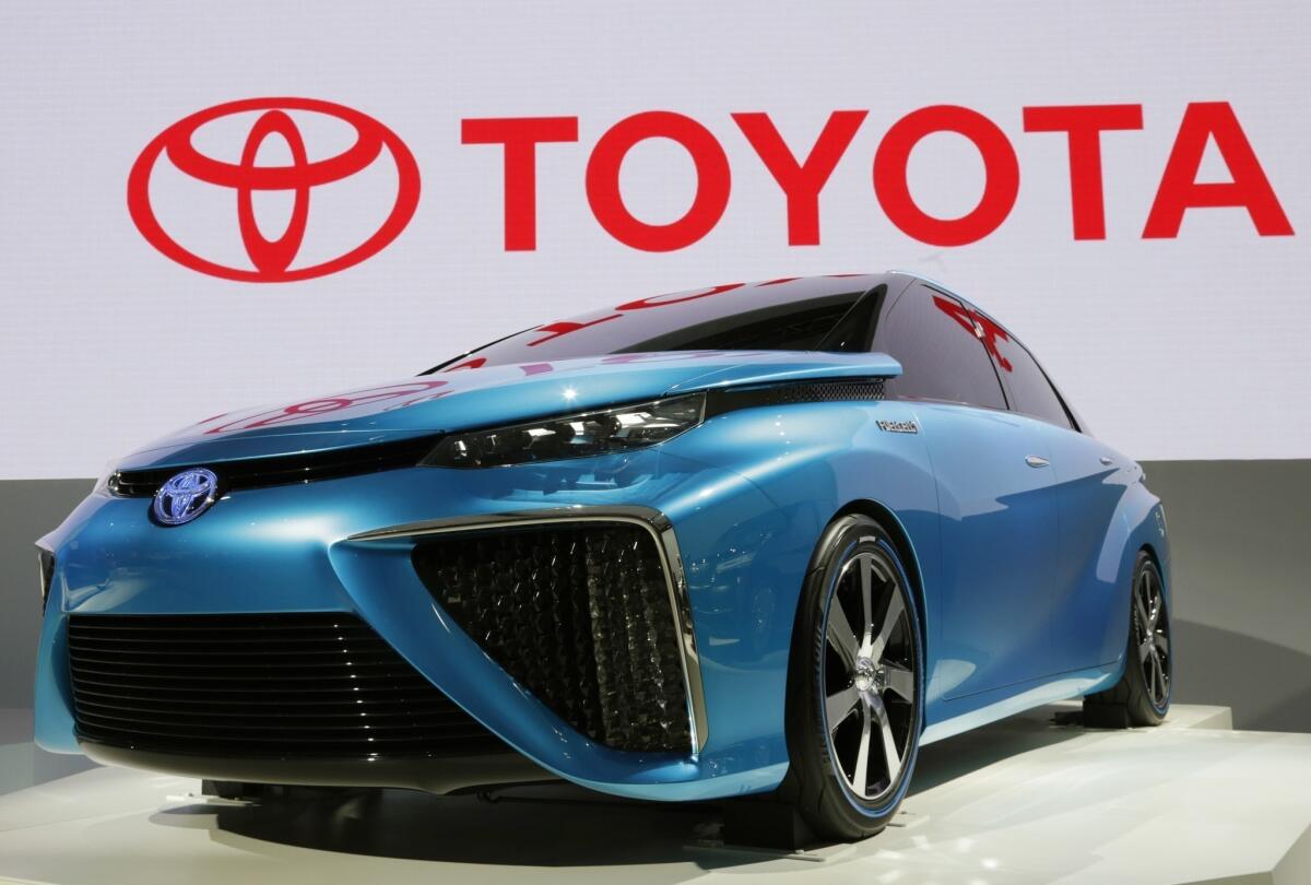 Shown is the Toyota fuel cell vehicle concept car.