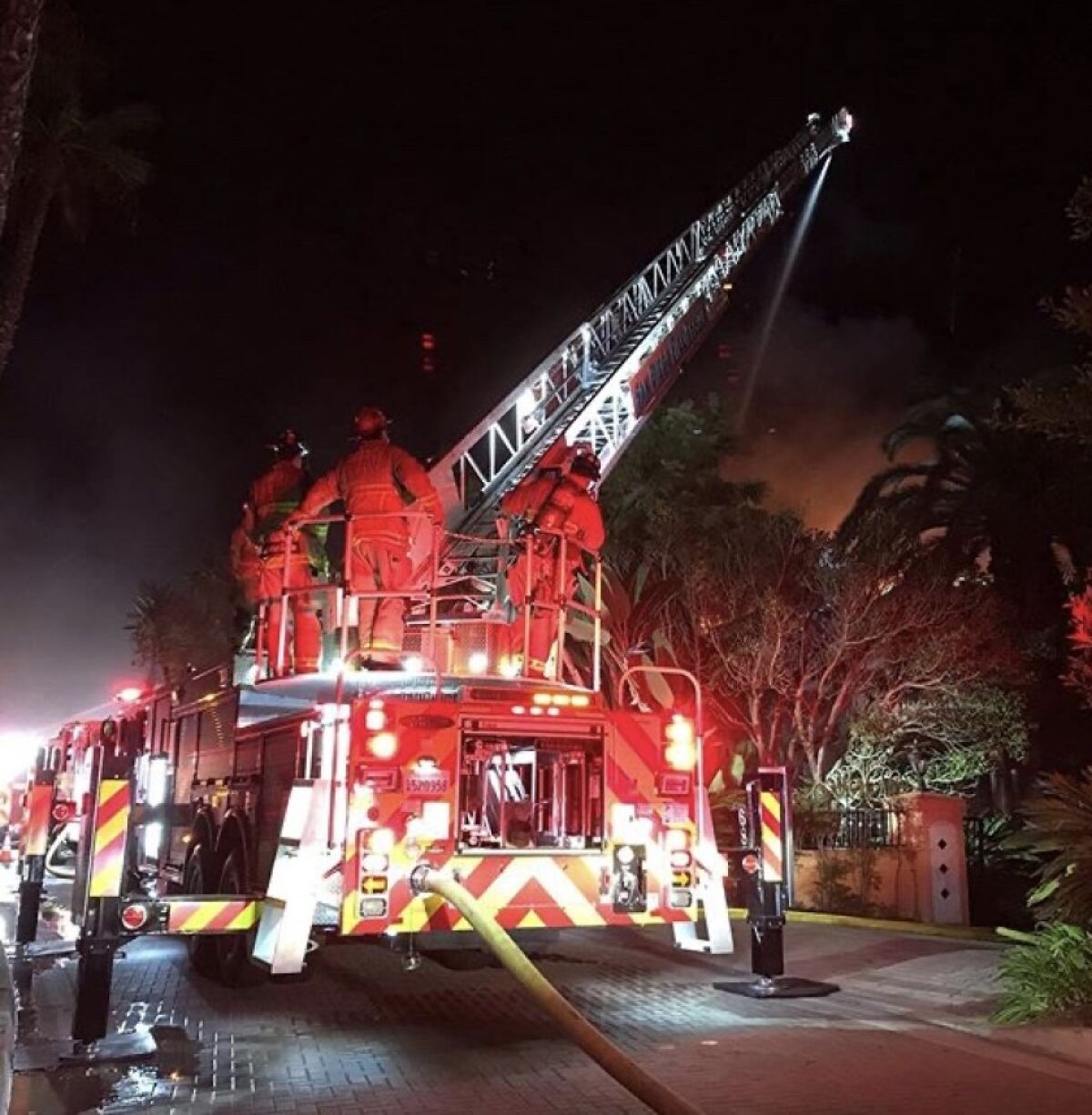 A two-alarm fire destroyed a Rancho Santa Fe mansion Sunday night.