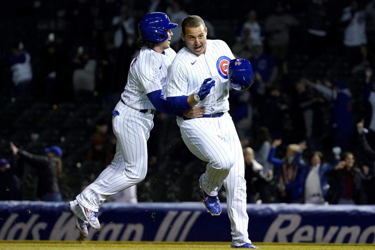 Chicago Cubs players celebrating