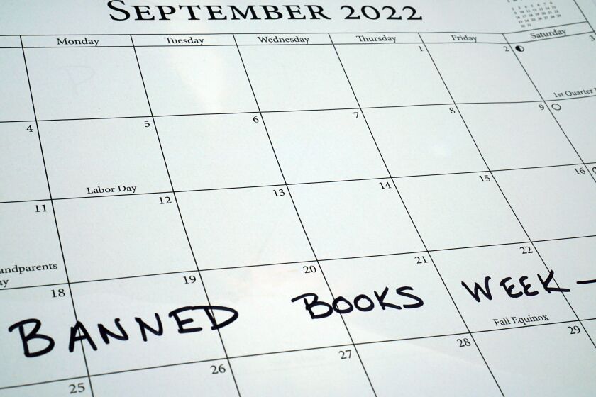 Calendar marked for Banned Book Week in September. Banned Books Week is an annual event celebrating the freedom to read.