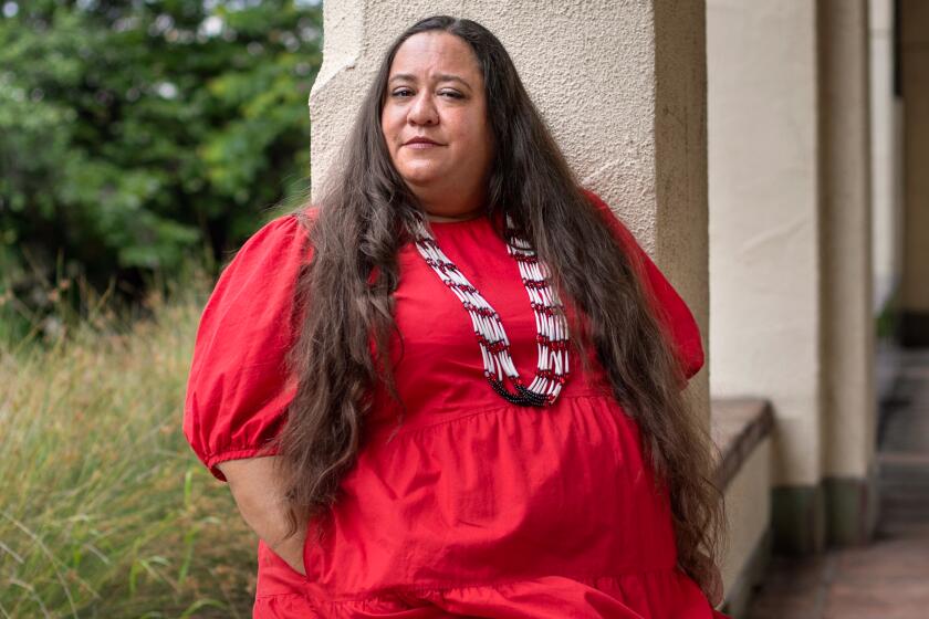 Los Angeles, CA - May 11: Angela Mooney D'Arcy, founder of the Sacred Places Institute for Indigenous, poses for a portrait at an event at Lewis MacAdams Riverfront Park on Thursday, May 11, 2023 in Los Angeles, CA. (Jason Armond / Los Angeles Times)