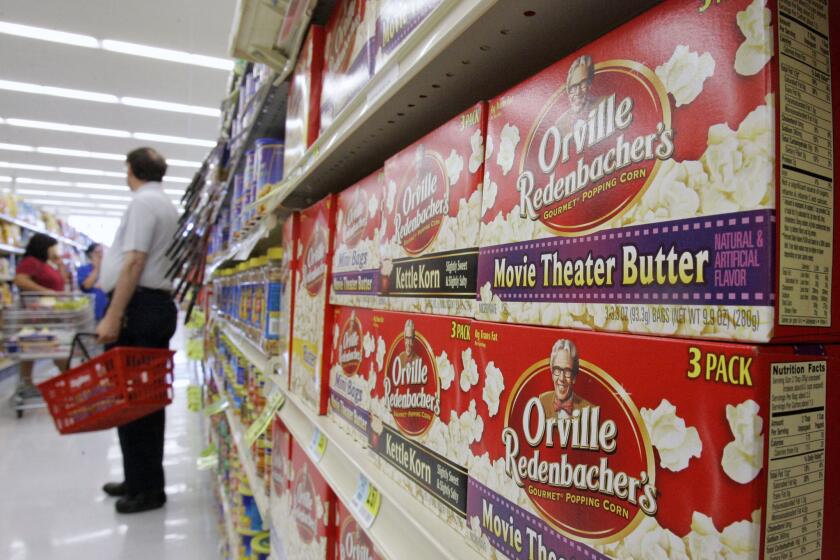 Orville Redenbacher popcorn, a ConAgra brand, is seen on shelves at a market in Omaha in September 2007.