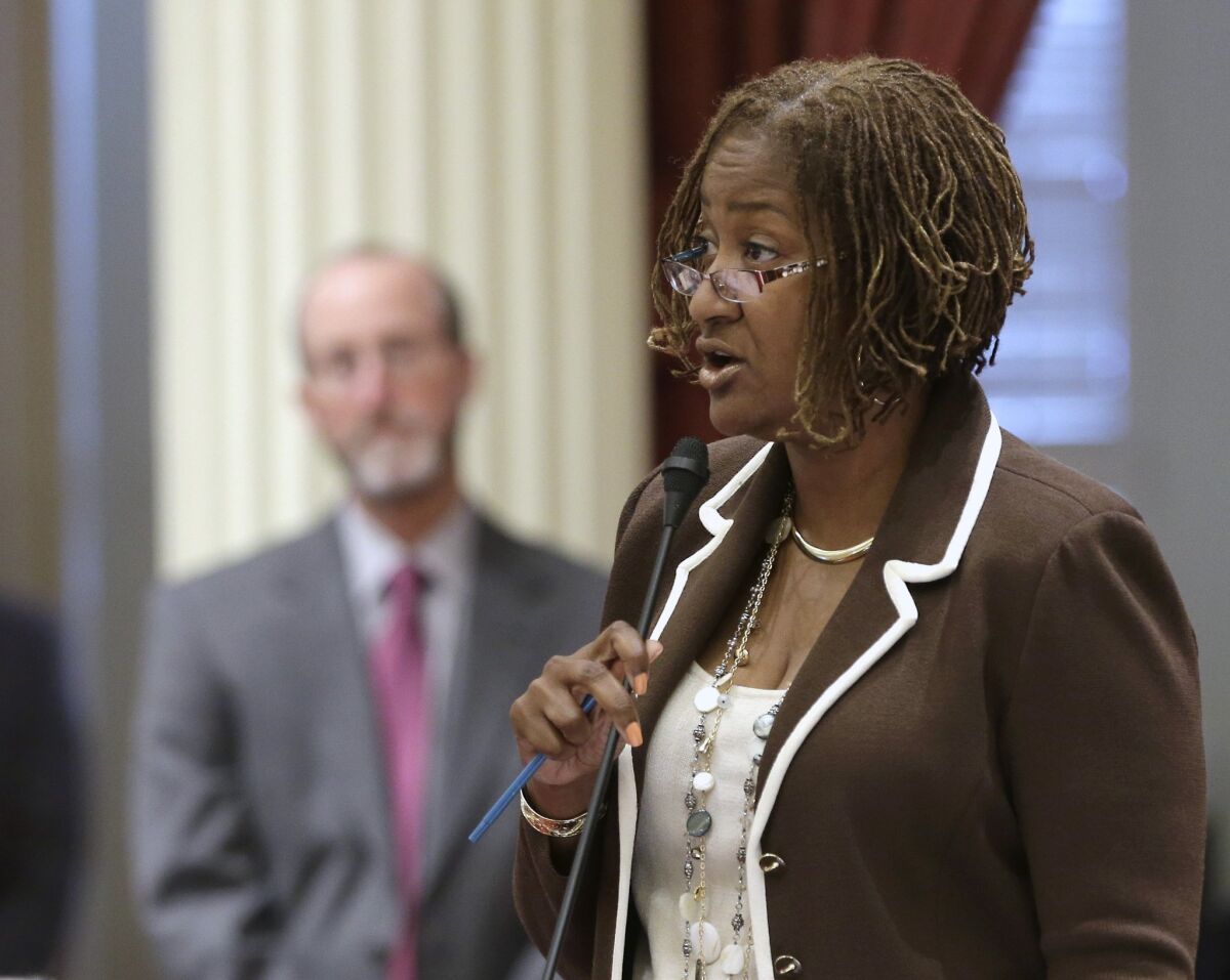 State Sen. Holly Mitchell (D-Los Angeles) criticized the 2015 budget before breaking ranks to abstain on the vote. (Rich Pedroncelli / Associated Press)