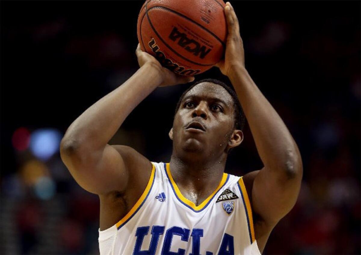 UCLA's Jordan Adams shoots a free throw against the Arizona Wildcats.