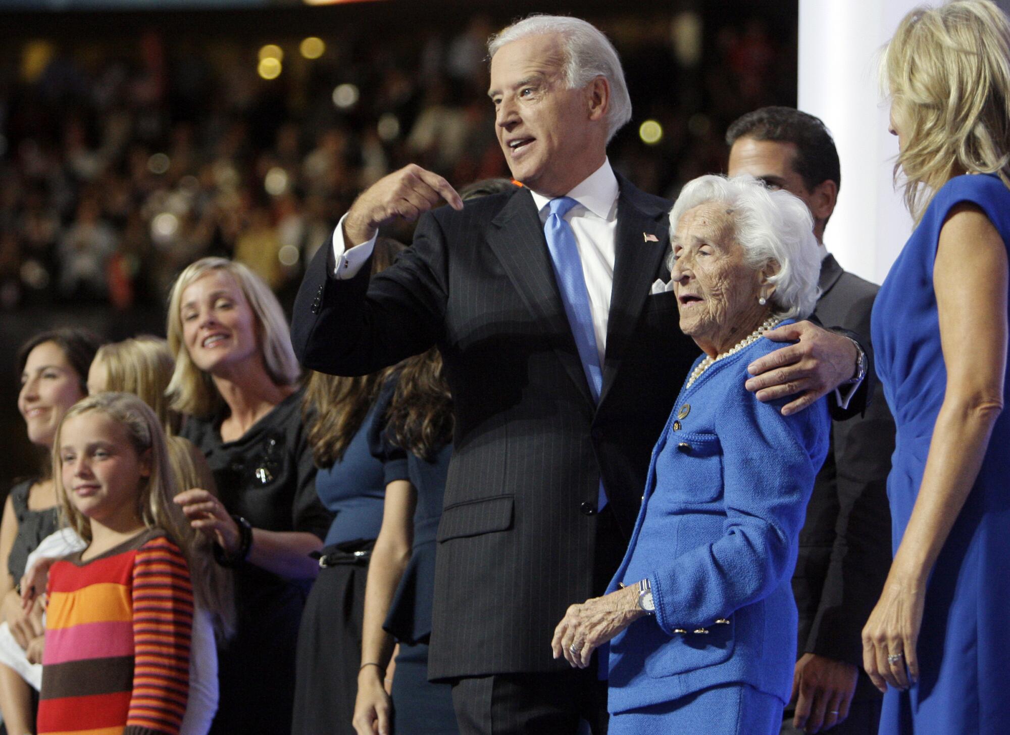 Biden appears with his mother, Jean, at the 2008 Democratic National Convention.