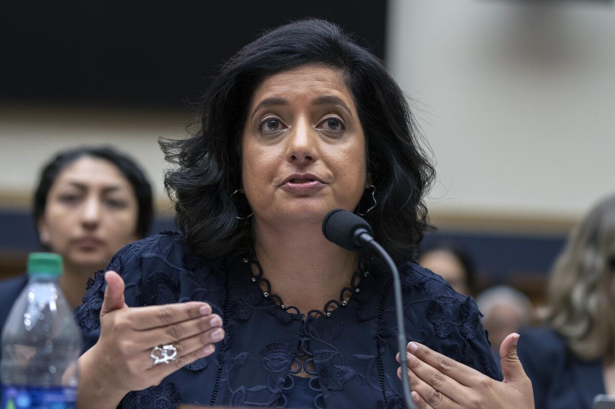 Farhana Khera, president and executive director of Muslim Advocates, speaks during a House committee meeting