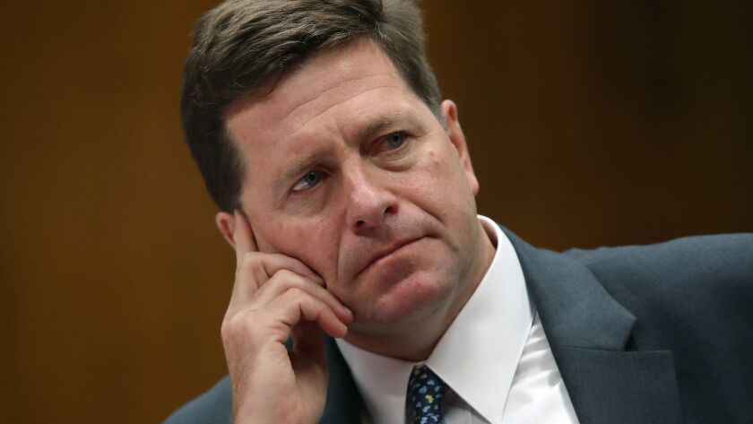 Jay Clayton, chairman of the Securities and Exchange Commission, testifies at a Senate Appropriations subcommittee hearing this year.