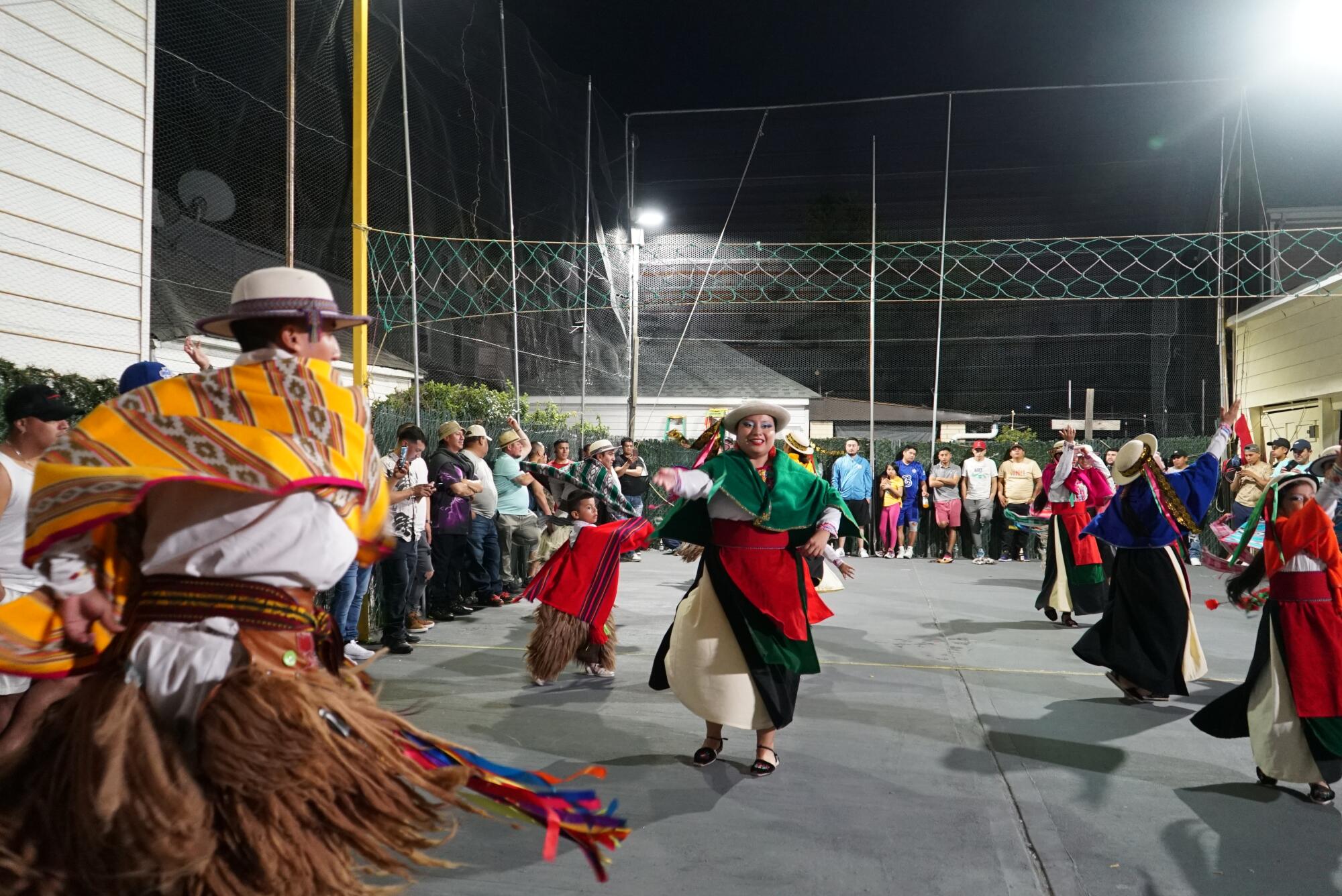 Dancers of Folklor Andino New York perform a folk dance known as la caceria del venado, or the hunt of the deer