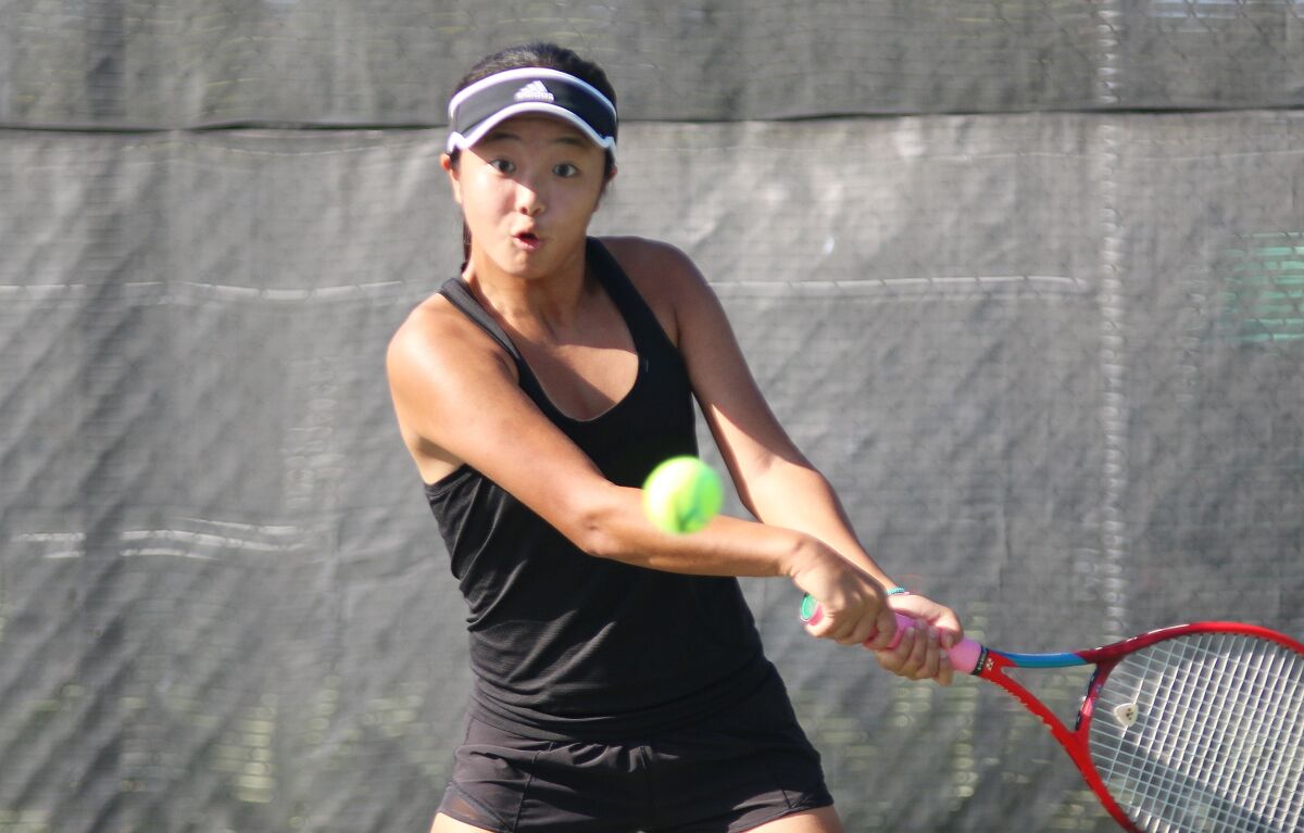 At No. 1 singles, sophomore Yule Kang was a standout for the Ravens.