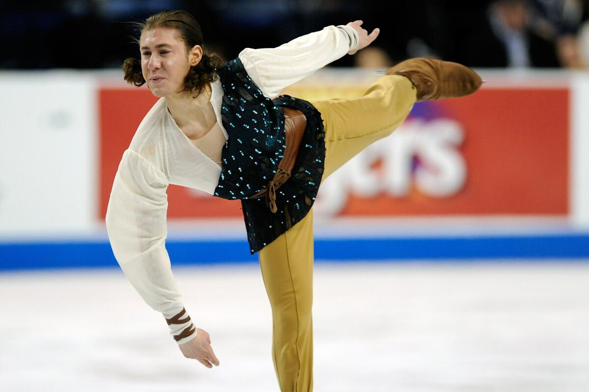 Jason Brown performs during the men's free skate program on Sunday.