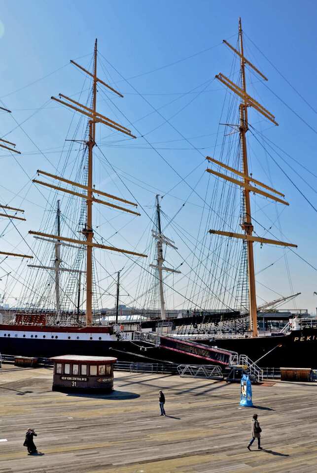The South Street Seaport, in Lower Manhattan, includes several historic ships.