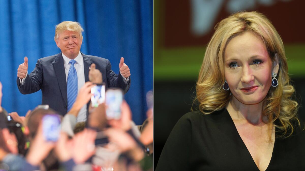 Lord Voldemort is "nowehere near as bad" as Donald Trump, according to "Harry Potter" author J.K. Rowling.