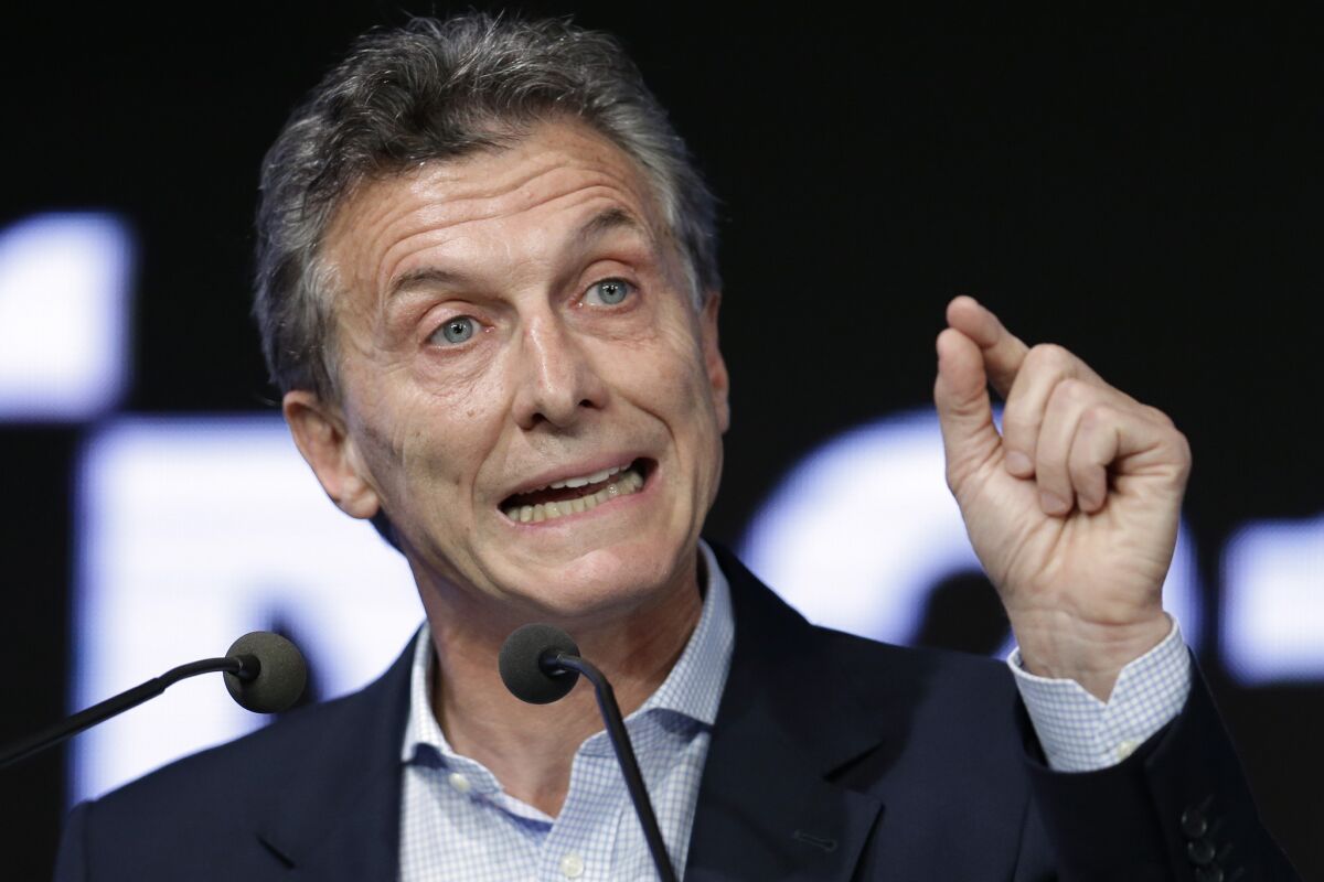 Argentine President Mauricio Macri speaks during a meeting with the Argentine Industrial Union in Buenos Aires on Dec. 14.