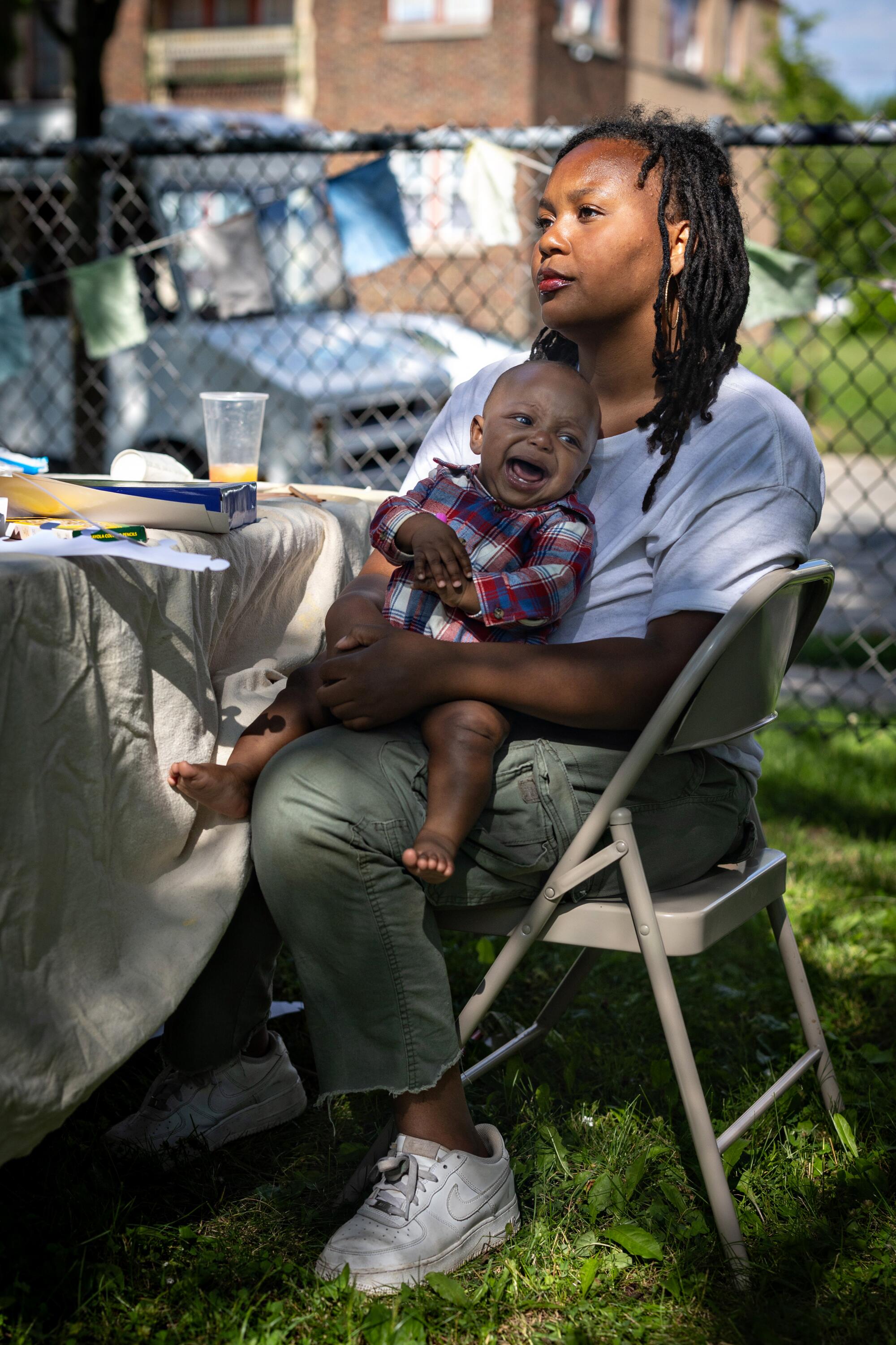 Sheyenne Wilson, with her son, Khalif El, is an organizer for the Biden campaign.
