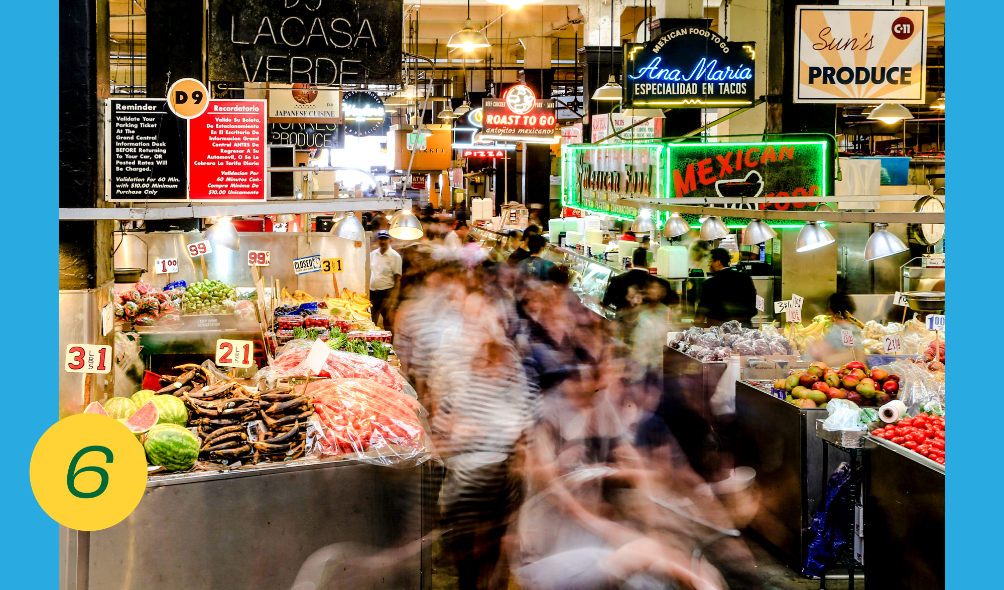 Customers move among the vendor stalls at Grand Central Market in downtown Los Angeles.
