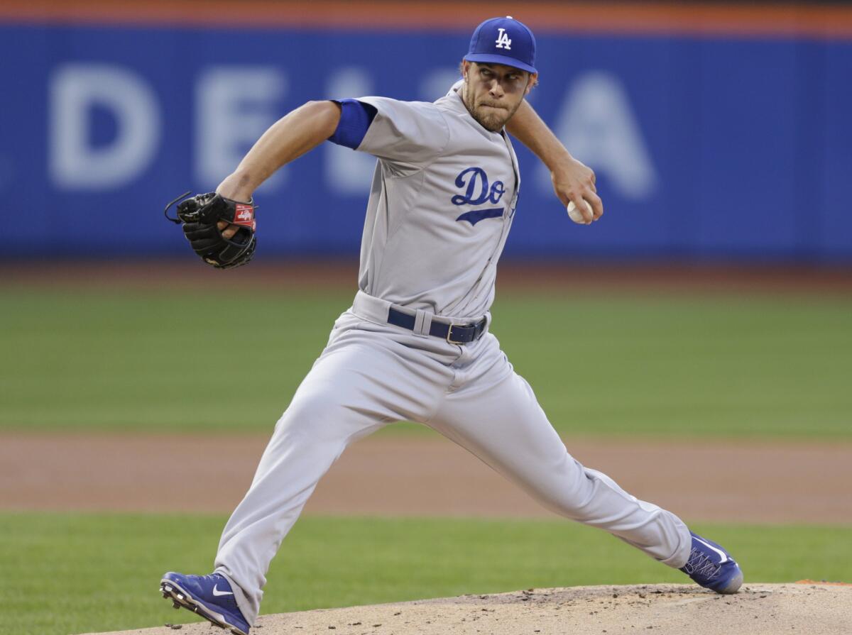 Dodgers fill-in starter Ian Thomas went five innings against the Mets on Friday night in New York, striking out five while walking none and giving up three hits and a run.