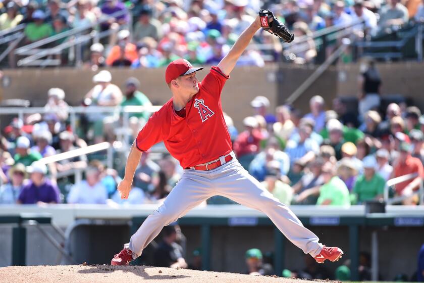 Angels relief pitcher Drew Rucinski is vying for one of the team's final roster spots.