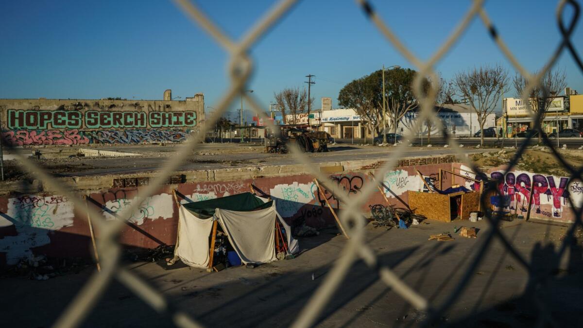 A homeless encampment in Los Angeles.