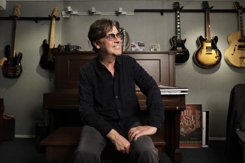 LOS ANGELES, CALIFORNIA--Oct.31, 2019--Robbie Robertson is chief songwriter for The Band and an esteemed rock guitarist. He is a member of the Rock and Roll Hall of Fame. Photographed in his recording studio in Santa Monica, California on Oct. 31, 2019. (Carolyn Cole/Los Angeles Times)
